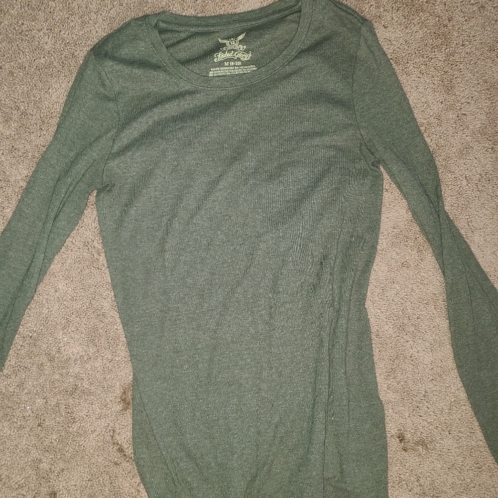 Faded Glory, Medium, Army Green long sleeve tee shirt
